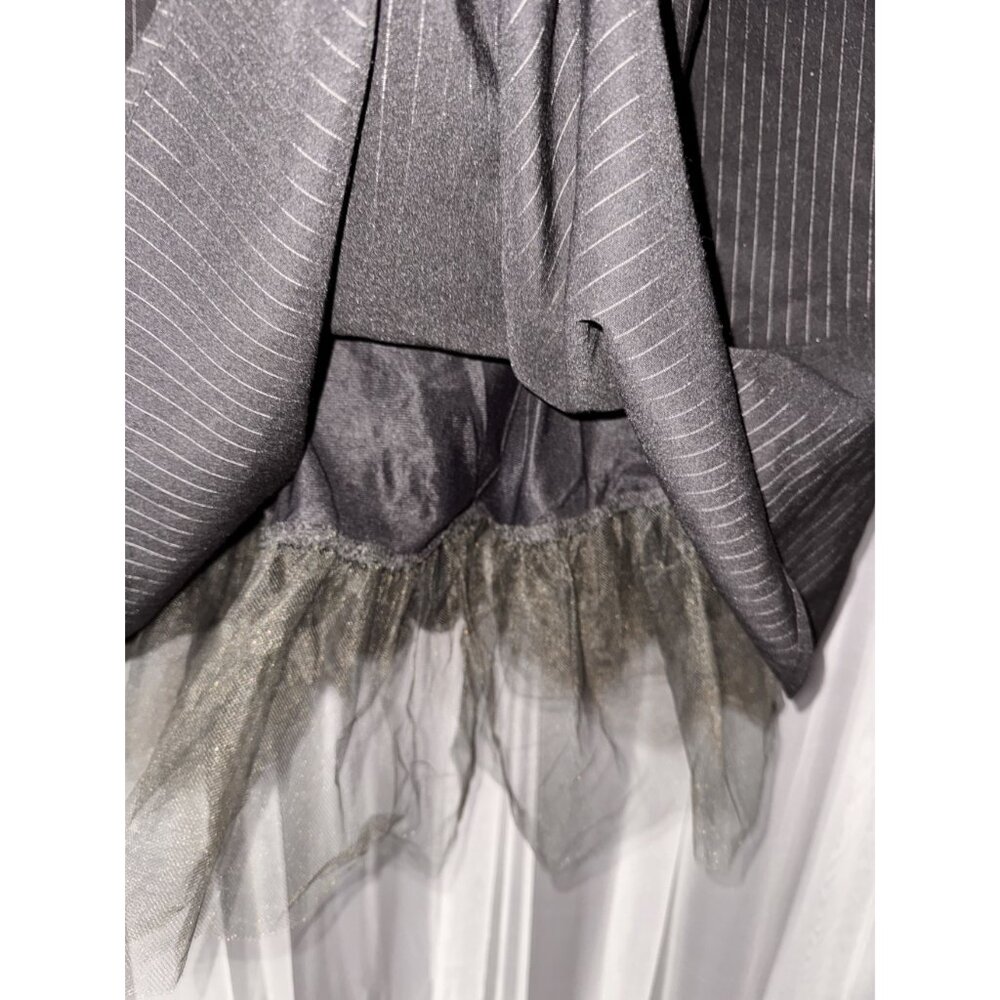Ruby Rox Black Pinstripe Sleeveless Fit & Flare Dress With Tulle Underskirt Size - Picture 6 of 8